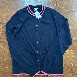 J. Crew Classic Blue and Pink Cardigan